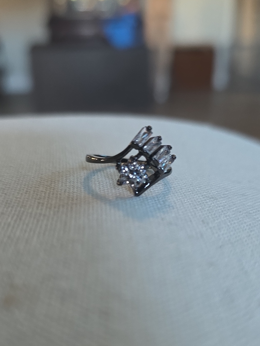 Sterling Silver Black Rhodium Cubic Zirconia Crown Pendant - Black Size 6